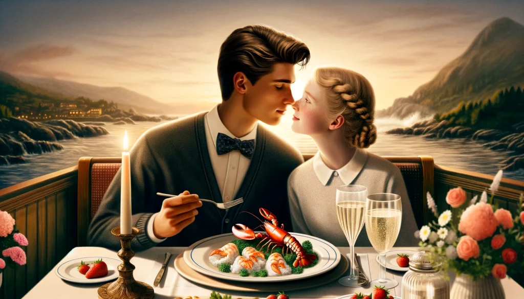 Deux amoureux partagent un repas, il s'aiment d'un amour merveilleux. Article: comment séduire une fille