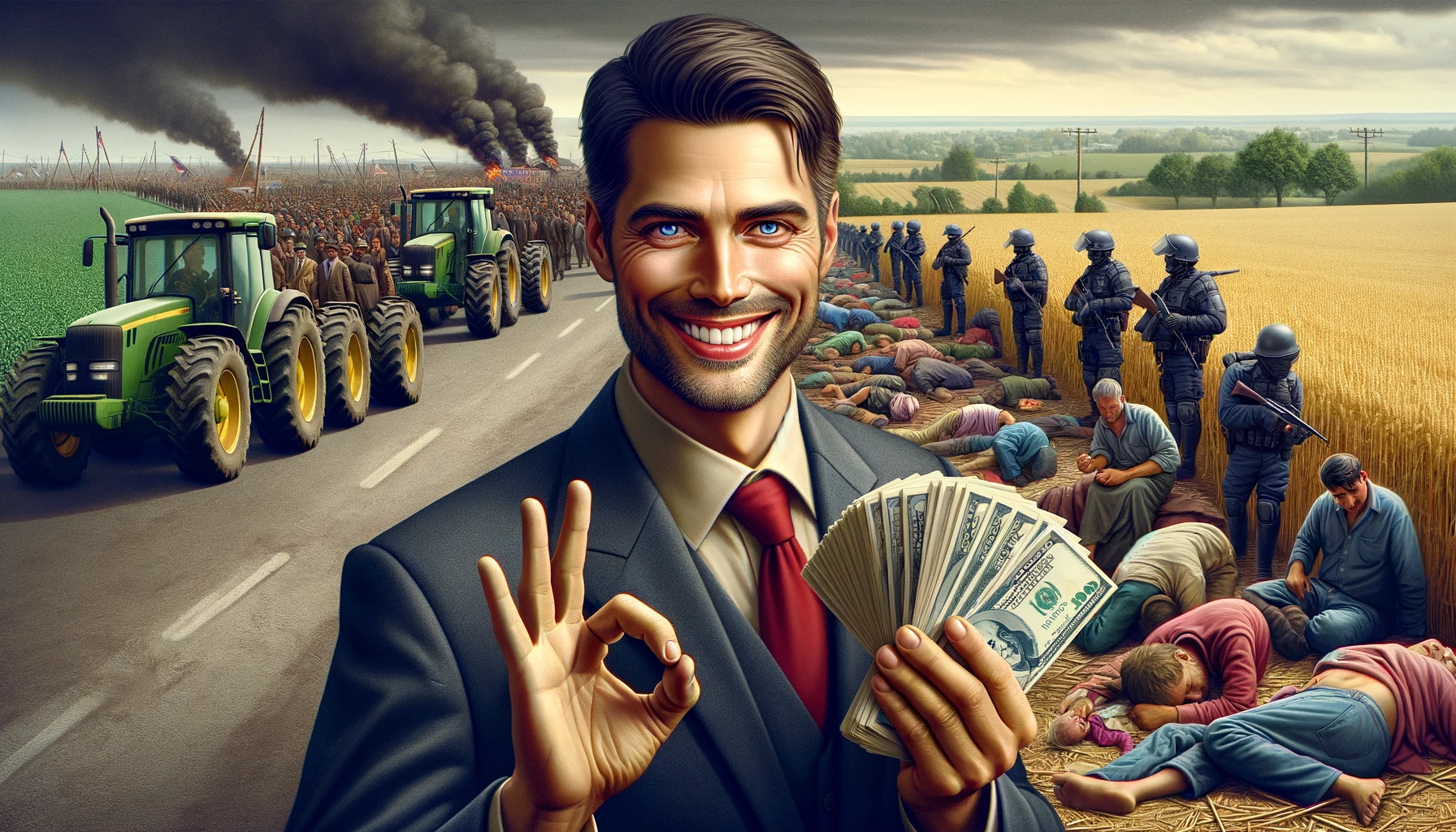 Démocratie : Les 6 Mécanismes de Manipulation Gouvernementale 1 Politicien corrompu qui trompe le peuple et les agriculteurs